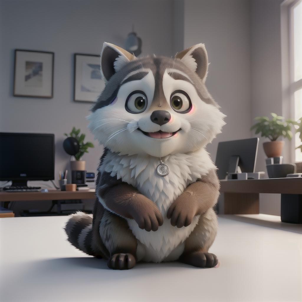  raccoon sitting in gaming chair front a computer on desktop, ((semi anthropomorphic)),(full body), tail, belly, sitting, fat, (chubby), (((white background))), solo, desktop, gaming chair, side view,  [[[clothes]]] hyperrealistic, full body, detailed clothing, highly detailed, cinematic lighting, stunningly beautiful, intricate, sharp focus, f/1. 8, 85mm, (centered image composition), (professionally color graded), ((bright soft diffused light)), volumetric fog, trending on instagram, trending on tumblr, HDR 4K, 8K