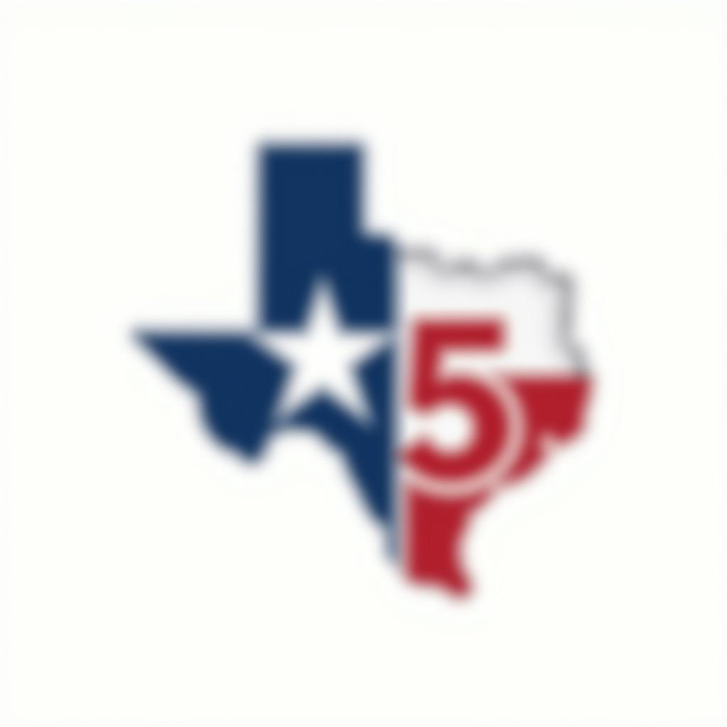  create a minimalist logo featuring the outline of texas. inside the outline, include the letters 'm5' in a bold, modern font: the 'm' in blue, the '5' in red, and a white star. use colors from the texas flag (blue, red, and white) for these elements. add the text 'custom homes and remodeling, llc' elegantly below or around the texas outline in a neutral color, like black or dark blue, to enhance readability.