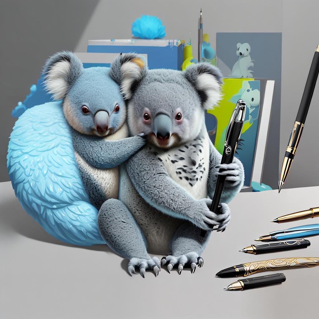  masterpiece, best quality,Design a pen with koala abstract elements,