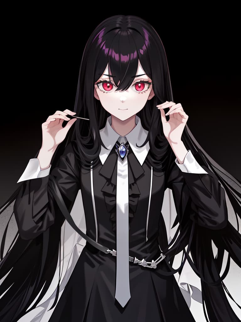  Lord of the Devil's butler, long black hair, skin white, cute, mine, land mine girls, cool, butlers, masterpiece, best quality,8k,ultra detailed,high resolution,an extremely delicate and beautiful,hyper detail