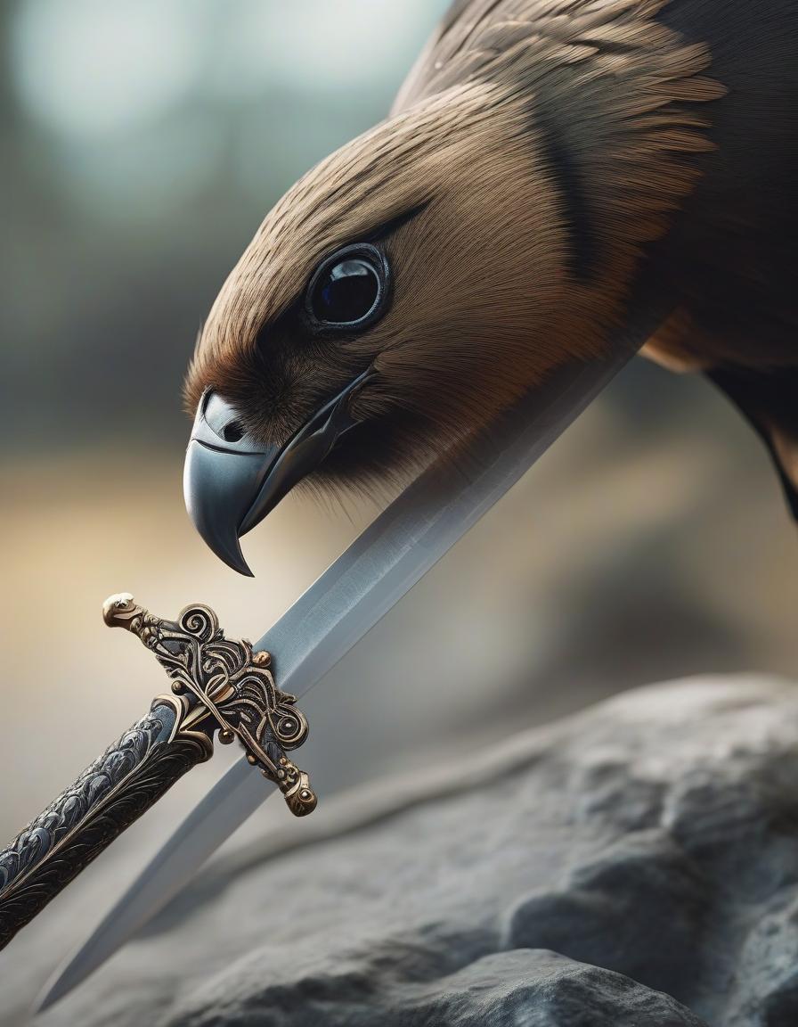  Sword, straight one edged blade, bird headed handle. hyperrealistic, full body, detailed clothing, highly detailed, cinematic lighting, stunningly beautiful, intricate, sharp focus, f/1. 8, 85mm, (centered image composition), (professionally color graded), ((bright soft diffused light)), volumetric fog, trending on instagram, trending on tumblr, HDR 4K, 8K