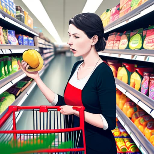  a lady doing calm down in grocery shop