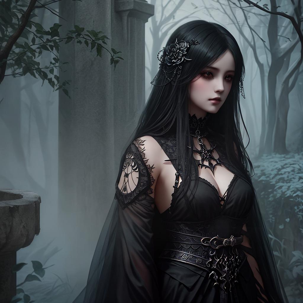  in a gothic aesthetic, 4 beautiful women illustration fantasy digital art by guweiz trending on artstation