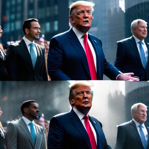  The Impact of Trump's Pro-Crypto Stance on Market Sentiment hyperrealistic, full body, detailed clothing, highly detailed, cinematic lighting, stunningly beautiful, intricate, sharp focus, f/1. 8, 85mm, (centered image composition), (professionally color graded), ((bright soft diffused light)), volumetric fog, trending on instagram, trending on tumblr, HDR 4K, 8K