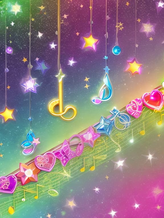  Cute musical notes and sparkling stars and gems wallpaper