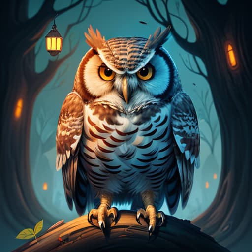  Grumpy, frustrated owl, art, artistic, illustration, inspired by Cyril Rolando, shutterstock, best quality, hd, highly detailed illustration, full color illustration, very detailed illustration