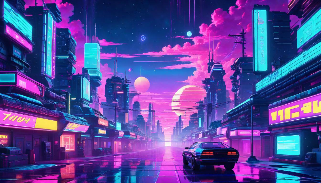  vaporwave,cyberpunk game style A crossroads under a starlit sky, each path illuminated by a different hue, representing thoughtful decisions and inspired journeys.eon, dystopian, futuristic, digital, vibrant, detailed, high contrast, reminiscent of cyberpunk genre video games,retro aesthetic, cyberpunk, vibrant, neon colors, vintage 80s and 90s style, highly detailed