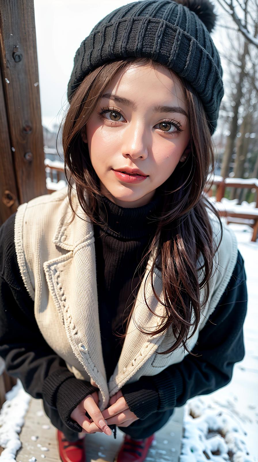  ultra high res, (photorealistic:1.4), raw photo, (realistic face), realistic eyes, (realistic skin), <lora:XXMix9_v20LoRa:0.8>, ((((masterpiece)))), best quality, very_high_resolution, ultra-detailed, in-frame, winter clothes, warm jacket, cozy sweater, woolen hat, scarf, gloves, boots, stylish coat, layering, thermals, beanie, earmuffs, puffer jacket, chunky knit, turtleneck, long socks, fur trim, snow boots, fleece lining, down vest