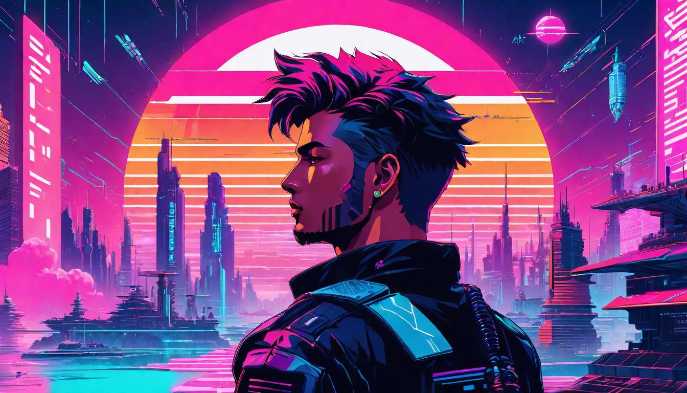  vaporwave,cyberpunk game style Inspiring journey, struggles and triumphs, motivational and heartfelteon, dystopian, futuristic, digital, vibrant, detailed, high contrast, reminiscent of cyberpunk genre video games,retro aesthetic, cyberpunk, vibrant, neon colors, vintage 80s and 90s style, highly detailed