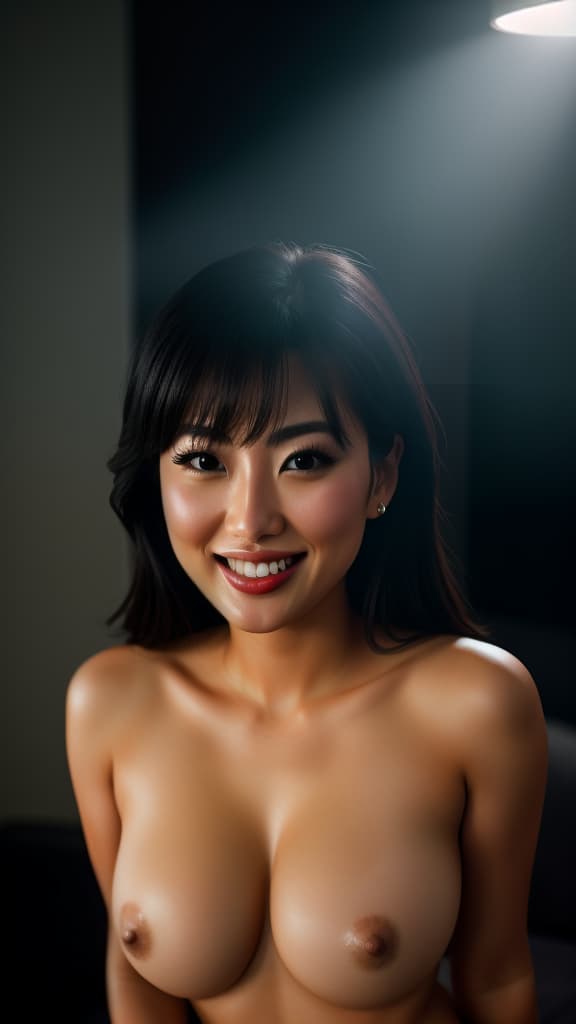  hotties, sexy, fully naked, cuties, pretty, busty, beautiful smiling(mouth open:1.2) yuka aoki, in a classic Olivia de Berardinis pinup-style sensual pose,full frontal closeup shot,, hyperrealistic, high quality, highly detailed, cinematic lighting, intricate, sharp focus, f/1. 8, 85mm, (centered image composition), (professionally color graded), ((bright soft diffused light)), volumetric fog, trending on instagram, HDR 4K, 8K