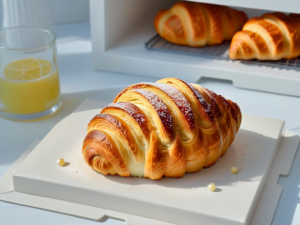  A closeup, ultradetailed image of a perfectly goldenbrown croissant fresh out of the oven, with flaky layers glistening in the light, showcasing the meticulous attention to detail required in pastry baking. hyperrealistic, full body, detailed clothing, highly detailed, cinematic lighting, stunningly beautiful, intricate, sharp focus, f/1. 8, 85mm, (centered image composition), (professionally color graded), ((bright soft diffused light)), volumetric fog, trending on instagram, trending on tumblr, HDR 4K, 8K