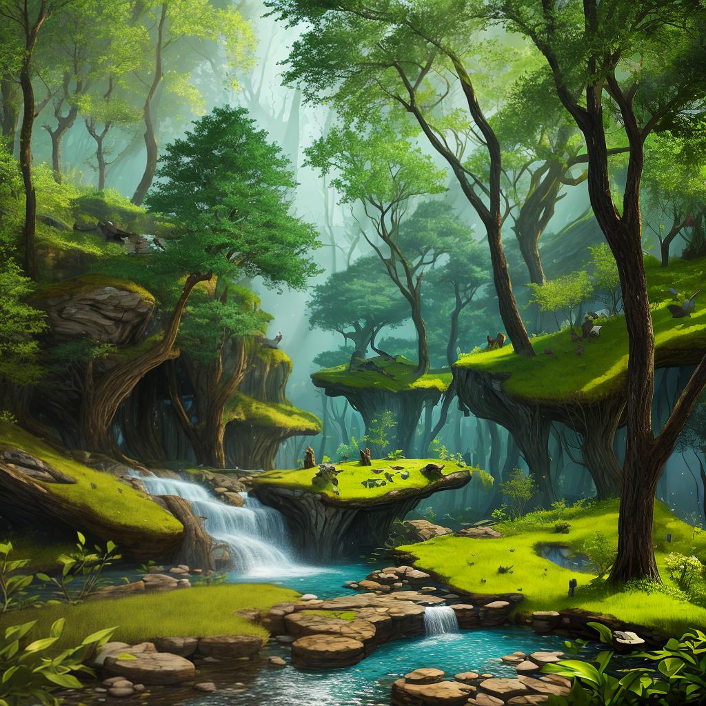  masterpiece, best quality, , fantasy, forest, water, beauty