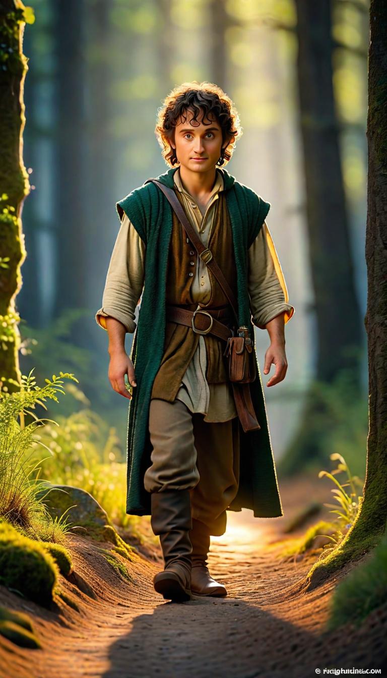  Professional 3D model of frodo baggins . Rendered with Octane, the model is highly detailed,dramatic lighting. hyperrealistic, full body, detailed clothing, highly detailed, cinematic lighting, stunningly beautiful, intricate, sharp focus, f/1. 8, 85mm, (centered image composition), (professionally color graded), ((bright soft diffused light)), volumetric fog, trending on instagram, trending on tumblr, HDR 4K, 8K