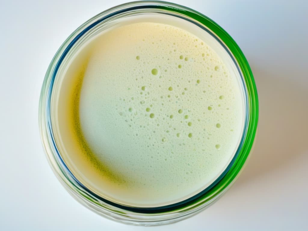  A closeup, ultradetailed image of a glass jar filled with bubbling vegan sourdough starter, showcasing the intricate network of bubbles and the texture of the fermenting mixture. The jar is set against a simple, clean background to highlight the natural beauty of the fermentation process in vegan baking. hyperrealistic, full body, detailed clothing, highly detailed, cinematic lighting, stunningly beautiful, intricate, sharp focus, f/1. 8, 85mm, (centered image composition), (professionally color graded), ((bright soft diffused light)), volumetric fog, trending on instagram, trending on tumblr, HDR 4K, 8K