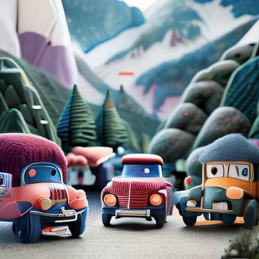 woolitize toys of children car truck and more hyperrealistic, full body, detailed clothing, highly detailed, cinematic lighting, stunningly beautiful, intricate, sharp focus, f/1. 8, 85mm, (centered image composition), (professionally color graded), ((bright soft diffused light)), volumetric fog, trending on instagram, trending on tumblr, HDR 4K, 8K