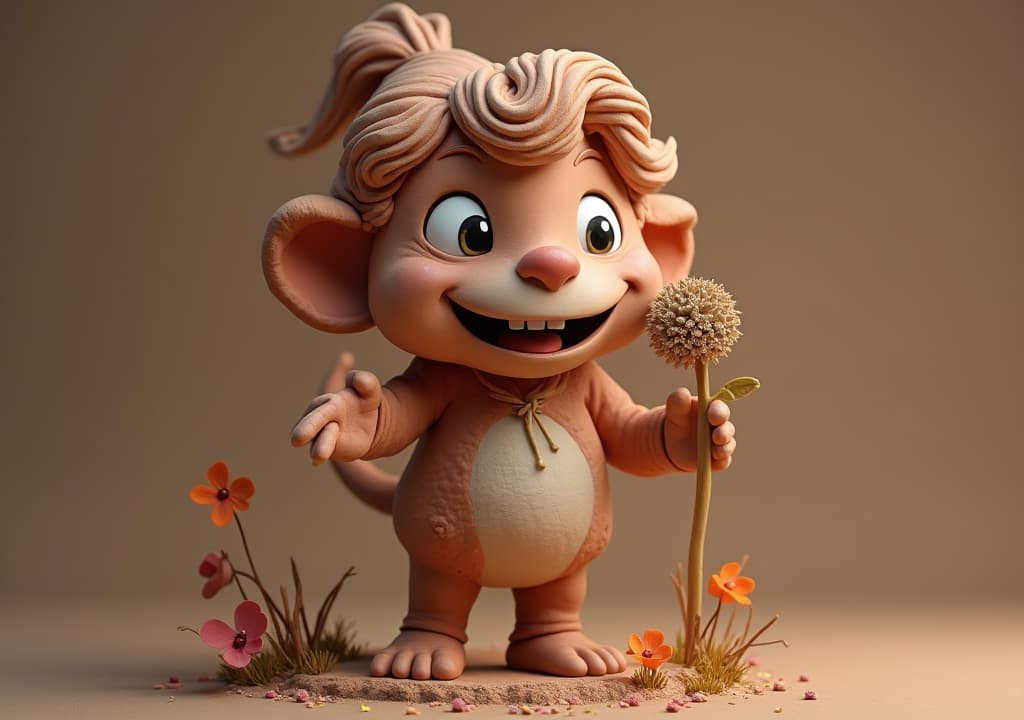  good quality, high quality, whimsical and expressive clay sculpture of a character