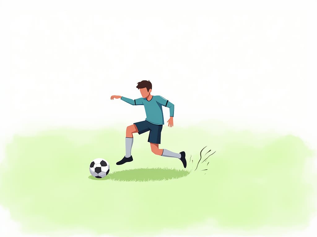  player playing football on green field, vector, illustraction, white background