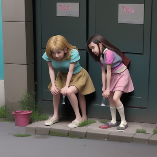  girls doing urine