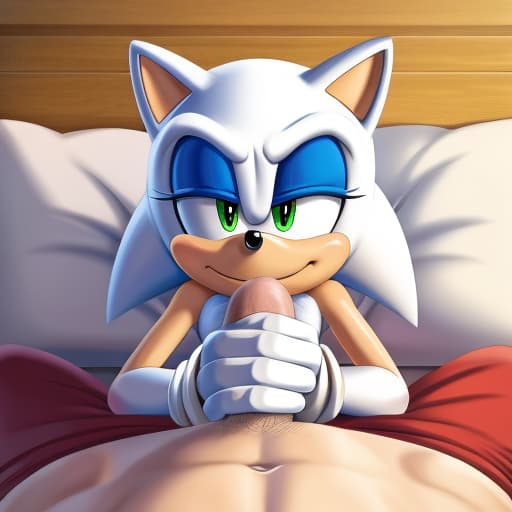  Sonic the hedgehog with white gloves gives white male human a passionate handjob, POV, 4 fingers, open eyes, digital art, masterpiece, 4k, fine details,