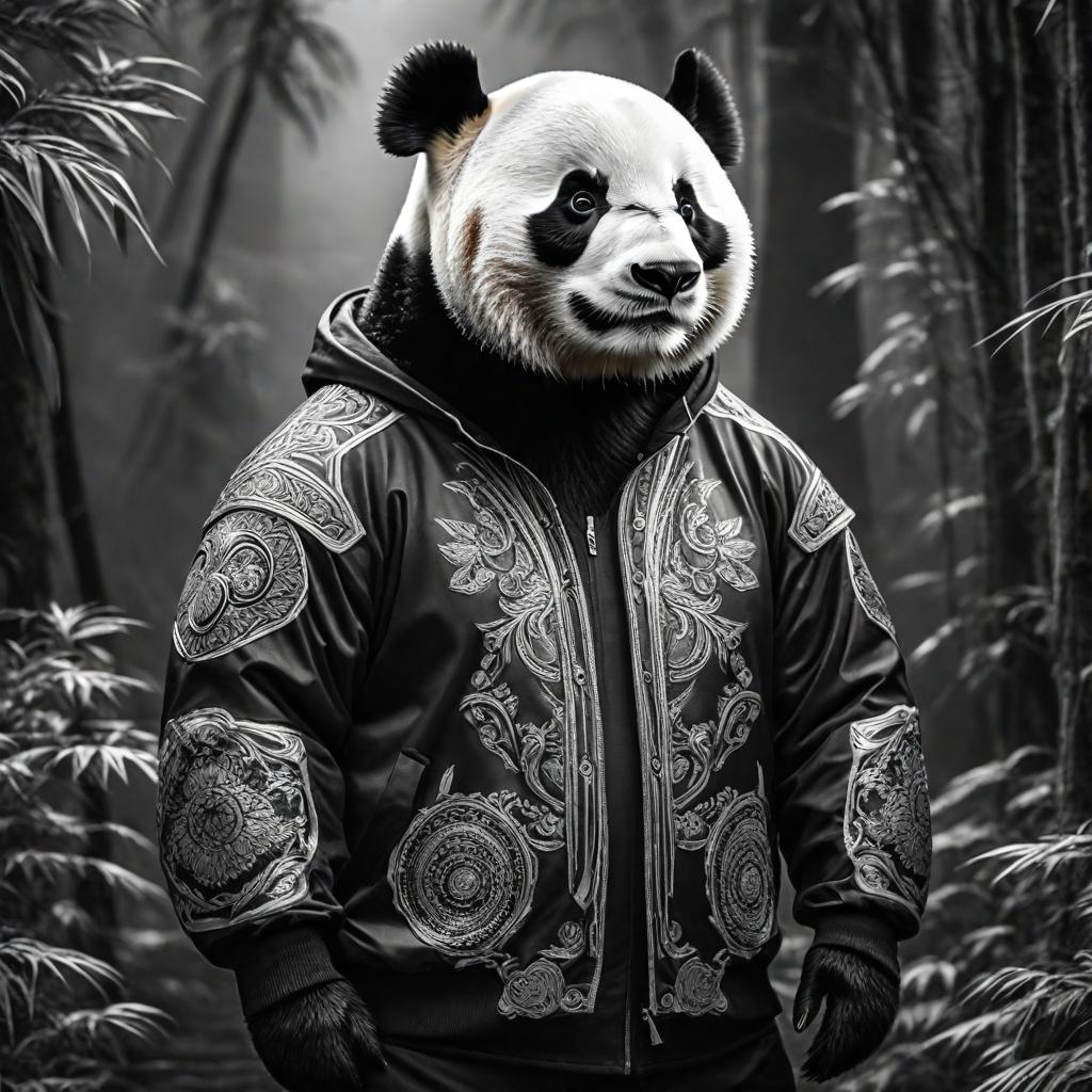  black and white coloring page with panda outlined hyperrealistic, full body, detailed clothing, highly detailed, cinematic lighting, stunningly beautiful, intricate, sharp focus, f/1. 8, 85mm, (centered image composition), (professionally color graded), ((bright soft diffused light)), volumetric fog, trending on instagram, trending on tumblr, HDR 4K, 8K