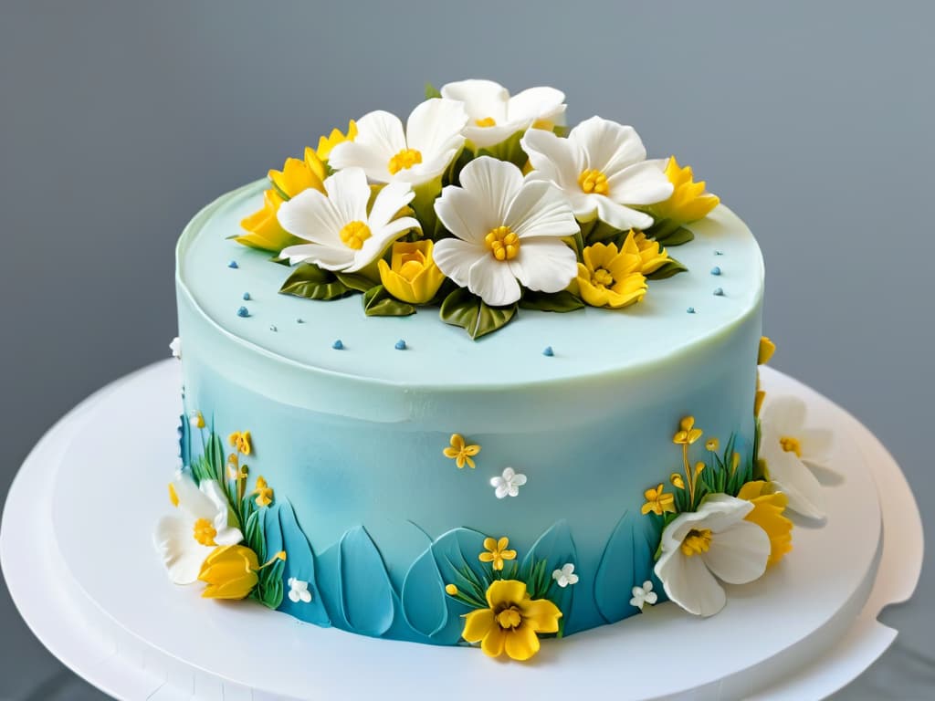  A closeup, ultradetailed image of a beautifully decorated cake, showcasing intricate piping work and delicate sugar flowers, overlaid with a translucent digital AR interface displaying stepbystep instructions for creating the same design. The contrast between the traditional artistry of the cake decoration and the modern technological augmentation creates a visually striking representation of the fusion between pastry craftsmanship and augmented reality technology. hyperrealistic, full body, detailed clothing, highly detailed, cinematic lighting, stunningly beautiful, intricate, sharp focus, f/1. 8, 85mm, (centered image composition), (professionally color graded), ((bright soft diffused light)), volumetric fog, trending on instagram, trending on tumblr, HDR 4K, 8K