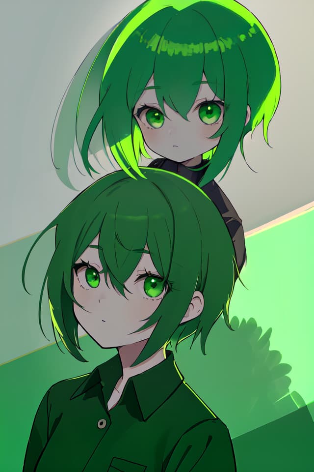  Green hair character shadow artificial technique