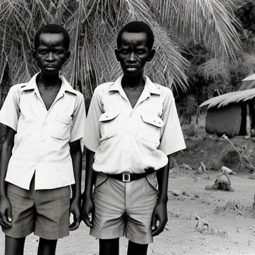  standard one pupils of central Tanzania at Kondoa Rural in 1978, the place is semi arid. they wear white open shirts and khaki shorts. they show sign of poverty