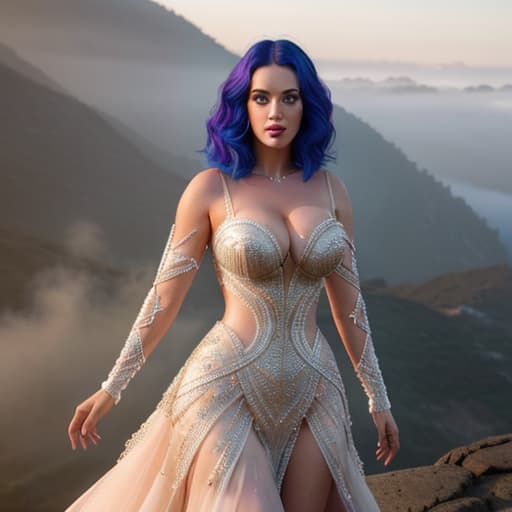  Katy perry hyperrealistic, full body, detailed clothing, highly detailed, cinematic lighting, stunningly beautiful, intricate, sharp focus, f/1. 8, 85mm, (centered image composition), (professionally color graded), ((bright soft diffused light)), volumetric fog, trending on instagram, trending on tumblr, HDR 4K, 8K