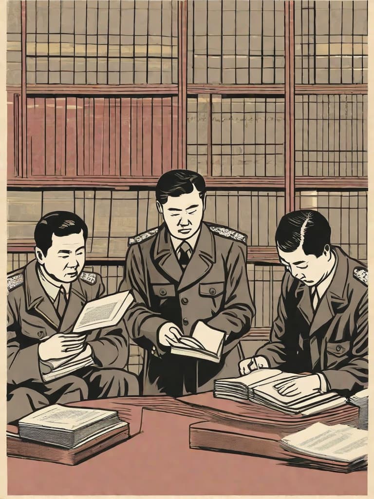  The center of the picture may be a representative of a member of the Communist Party of China; his eyes are firm; his face is solemn; he is dressed in simple Communist Party member clothes; he is holding an anti-corruption education manual; surrounded by a group of Communist Party members; some are seriously thinking; some are discussing; some are studying; there is a banner with the content: "Honest in performing official duties, to govern the Party properly"