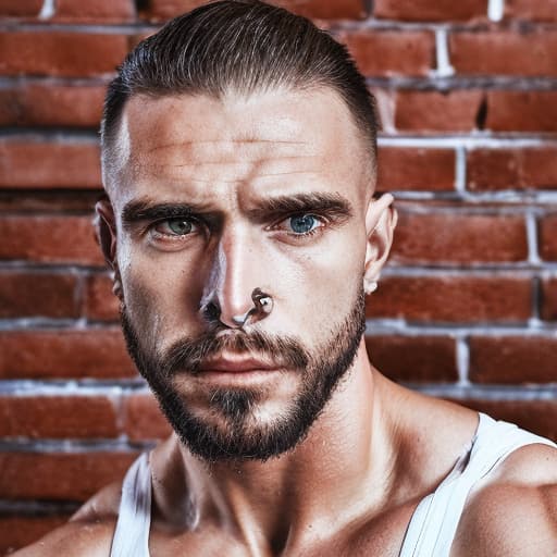 portrait+ style russian queer fitness model very cute dilf dude face