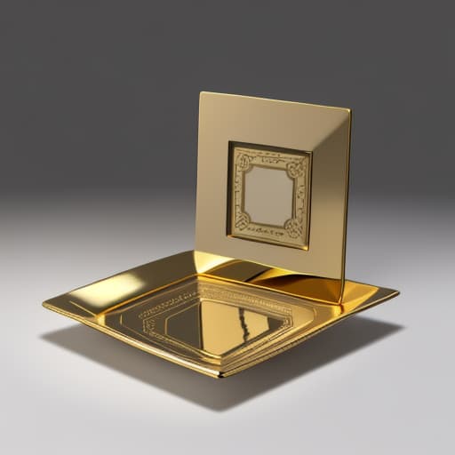  gold square plate with artwork details