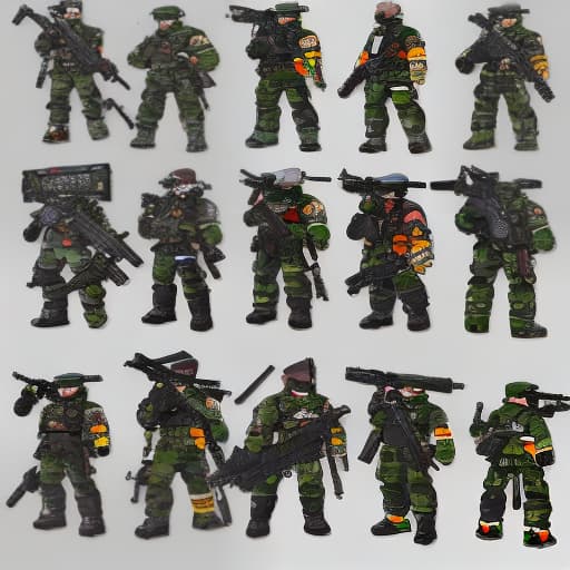  Mixed gun chaos Mini games character material, the head, body, hands, feet gun, clothes and other parts were displayed,