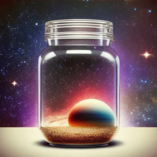  A beautiful cosmic galactic universe in a jar, realistic, dreamland, photographic