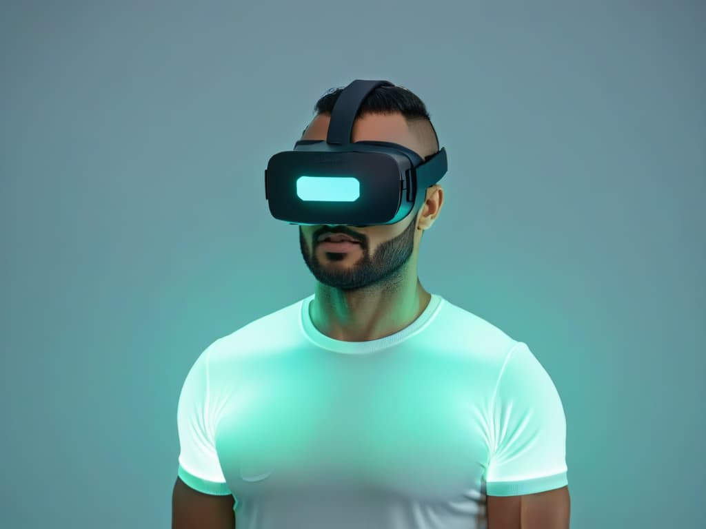  A closeup, ultradetailed image of a virtual reality headset, featuring sleek lines and a minimalist design. The headset is illuminated by a soft, futuristic glow, creating a sense of innovation and technology. hyperrealistic, full body, detailed clothing, highly detailed, cinematic lighting, stunningly beautiful, intricate, sharp focus, f/1. 8, 85mm, (centered image composition), (professionally color graded), ((bright soft diffused light)), volumetric fog, trending on instagram, trending on tumblr, HDR 4K, 8K