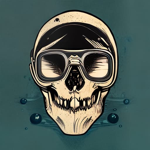 Vintage scuba diver ship skulls