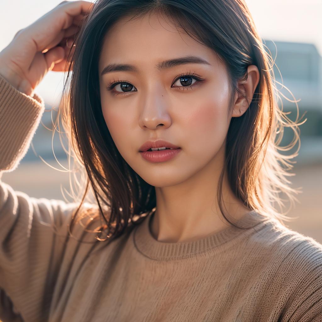  (masterpiece:1.3), (8k, photorealistic, photo, best quality: 1.4), (Japanese woman wearing clothes:),(realistic face), realistic eyes, (realistic skin), beautiful skin, (perfect body:1.3), (detailed body:1.2), hyperrealistic, full body, detailed clothing, highly detailed, cinematic lighting, stunningly beautiful, intricate, sharp focus, f/1. 8, 85mm, (centered image composition), (professionally color graded), ((bright soft diffused light)), volumetric fog, trending on instagram, trending on tumblr, HDR 4K, 8K