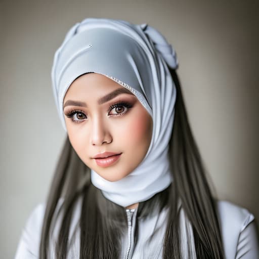 portrait+ style wanita cantik berkulit putih memakai jilbab