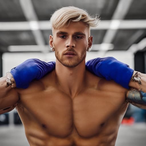 portrait+ style russian queer fitness model blonde very cute dude face