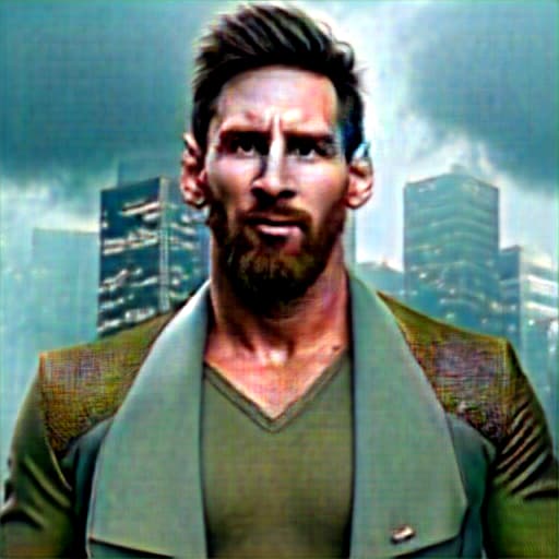  messi hyperrealistic, full body, detailed clothing, highly detailed, cinematic lighting, stunningly beautiful, intricate, sharp focus, f/1. 8, 85mm, (centered image composition), (professionally color graded), ((bright soft diffused light)), volumetric fog, trending on instagram, trending on tumblr, HDR 4K, 8K