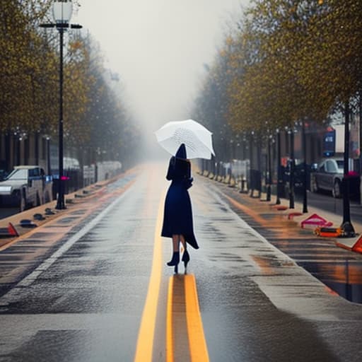 wa-vy style a girl walking in rain hyperrealistic, full body, detailed clothing, highly detailed, cinematic lighting, stunningly beautiful, intricate, sharp focus, f/1. 8, 85mm, (centered image composition), (professionally color graded), ((bright soft diffused light)), volumetric fog, trending on instagram, trending on tumblr, HDR 4K, 8K