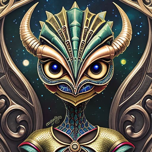  sci-fi mannerism surreal, close up well-dressed highly tiny detailed sitting alien reptilian anthropomorphic demon girl creature portrait, gemstones, crystals, looking at me holding crescent moon in hand sketch by Craola, Tim Burton , big detailed glowing eyes, highly detailed rough skin fantasy hig...