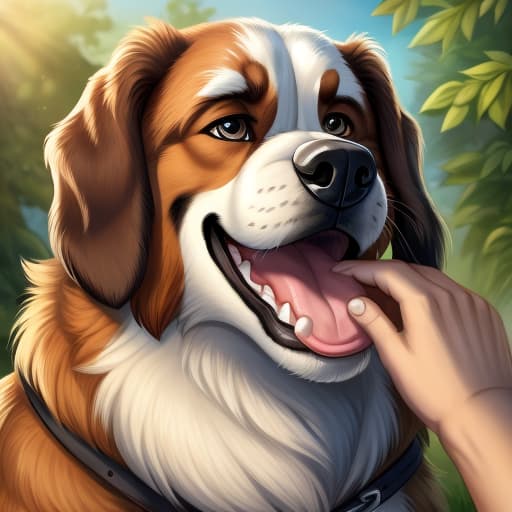  Saint Bernard, feral dog, deep rimming, licking human, all male,, open eyes, digital art, masterpiece, 4k, fine details,