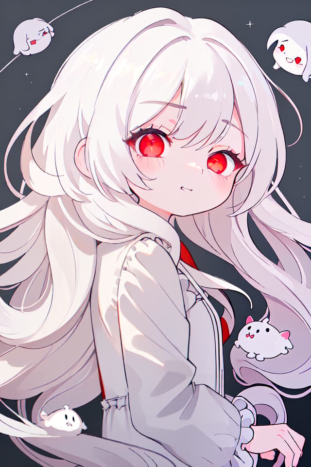  ultra detailed:1.2masterpiece:1.2,best quality,masterpiece,bestquality,hdr:1.1,8k:1.1,very cute girl:1.3,white hair:1.3,very long hair,volume hair:0.7,flare hair:1.2,curly hair:1.4,red eyes,bad mood:1.3,sleepy eyes:1.2,closed mouth:1.3,upper body:1.3,dutch angle,half closed eyes:1.8,sulking:1.6,bored:1.3,upper body:1.1,from side,from above ,grin:0.6,looking viewer