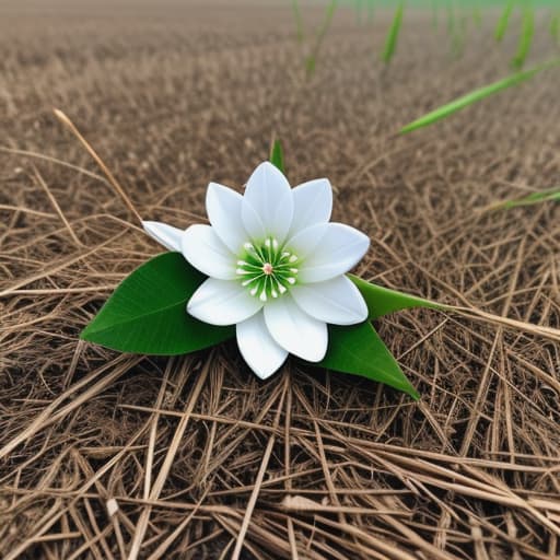  A beautiful dama de noche flower blossoming in the middle of the rice farm.