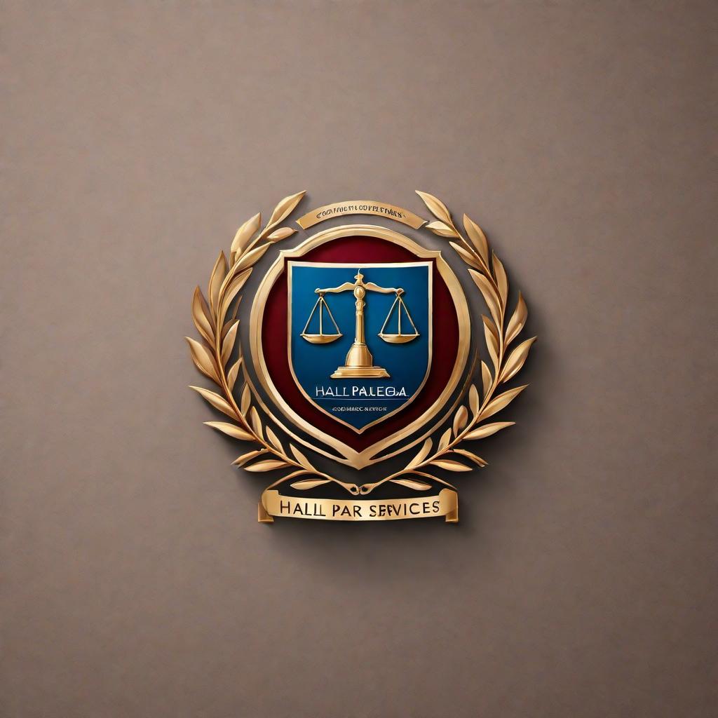  Create a professional and sleek logo for a company named 'Hall Paralegal Services'. The logo should incorporate the scales of justice or any other legal imagery, and use a color scheme that conveys trust, reliability, and professionalism. hyperrealistic, full body, detailed clothing, highly detailed, cinematic lighting, stunningly beautiful, intricate, sharp focus, f/1. 8, 85mm, (centered image composition), (professionally color graded), ((bright soft diffused light)), volumetric fog, trending on instagram, trending on tumblr, HDR 4K, 8K