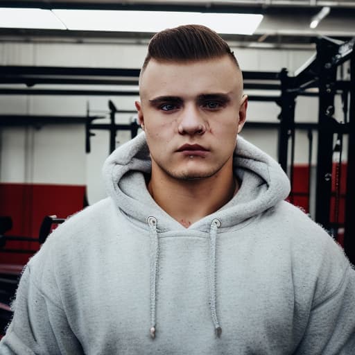 portrait+ style russian homosexual queer powerlifter blonde very cute dude face