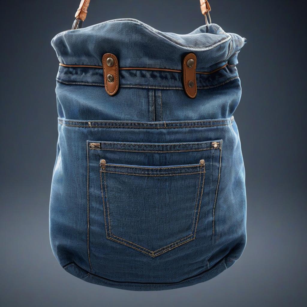  denim bag hyperrealistic, full body, detailed clothing, highly detailed, cinematic lighting, stunningly beautiful, intricate, sharp focus, f/1. 8, 85mm, (centered image composition), (professionally color graded), ((bright soft diffused light)), volumetric fog, trending on instagram, trending on tumblr, HDR 4K, 8K