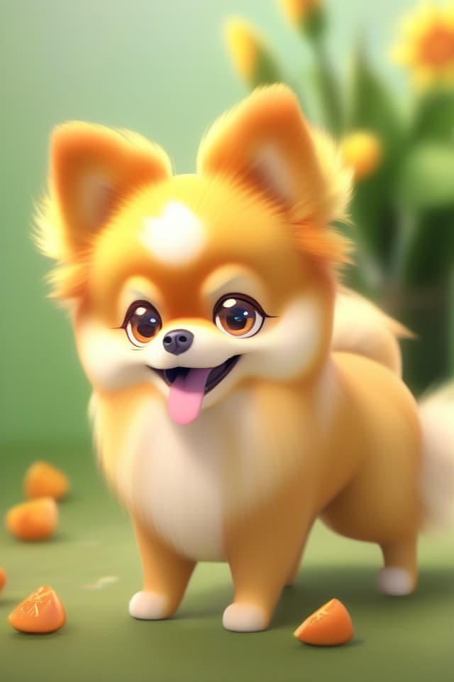  Masterpiece,{Text: ((Thank you ☆753))},((cute orange Pomeranian)),good mood,(💕),orange,(by Gintaro),high quality,8K