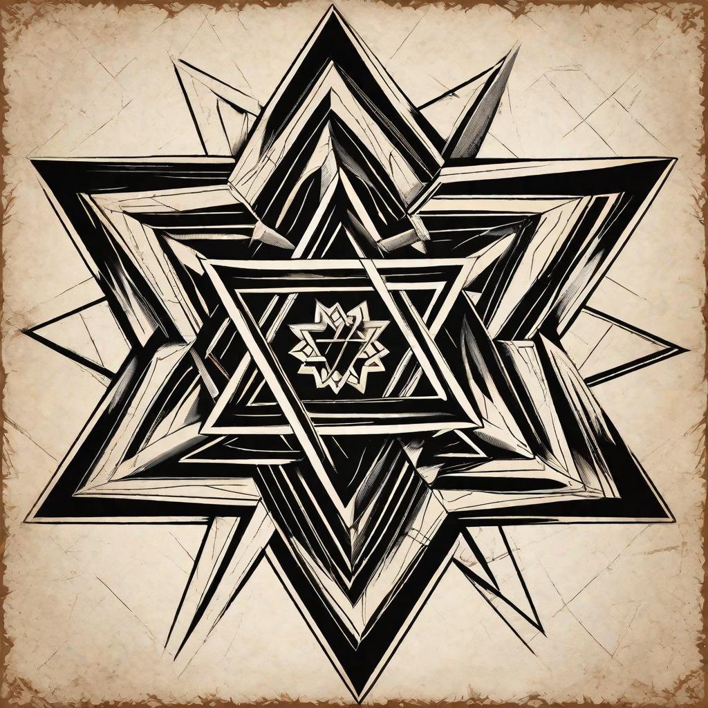  masterpiece, best quality, the Star of David, composed of two overlapping equilateral triangles forming a six-pointed star.