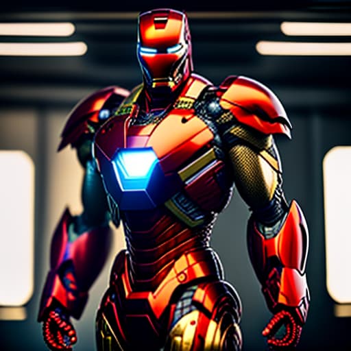 estilovintedois iron man fusion carapax hyperrealistic, full body, detailed clothing, highly detailed, cinematic lighting, stunningly beautiful, intricate, sharp focus, f/1. 8, 85mm, (centered image composition), (professionally color graded), ((bright soft diffused light)), volumetric fog, trending on instagram, trending on tumblr, HDR 4K, 8K